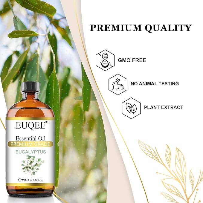 EUQEE Eucalyptus Essential Oil 118ml Pure Eucalyptus Oil - Image 3