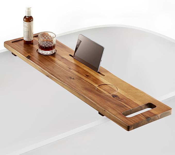 Tinamo Acacia Bathtub Caddy Tray Table | 39 x 9.75 x 2.5 Inch Large Bath Tub by TINAMO