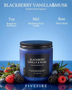 BlackBerry Vanilla Musk Home Scented Candles, 13oz Organic Soy Wax, 76-Hour - Image 2