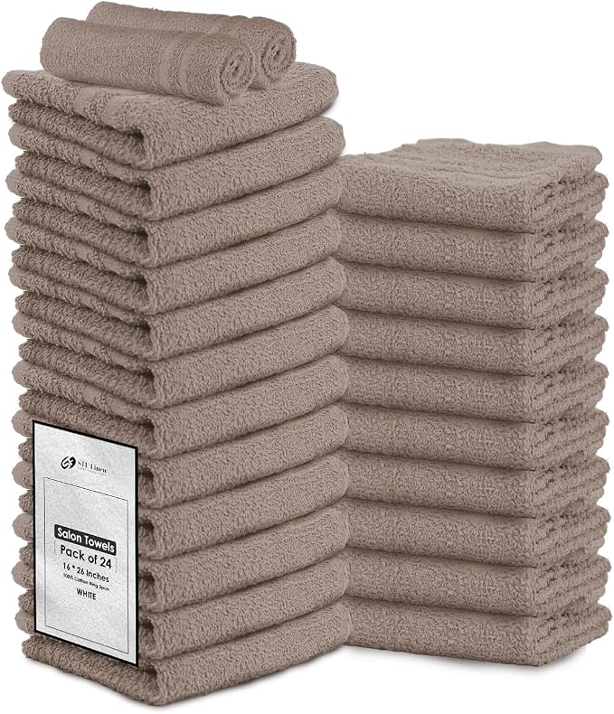 24 Pack Sand Hand Towel 100% Cotton Spa Towel – 16x26 inches Highly Absorbable by STFLinen