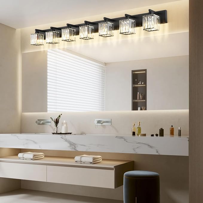 Aipsun Black Vanity Light Crystal Bathroom Lighting Fixtures Modern Bathroom - Image 3
