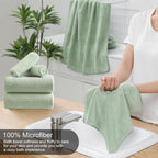 8 Piece Sage Green Bath Towels Set, 2 Oversized Large Bath Sheets, 2 Hand - Image 3