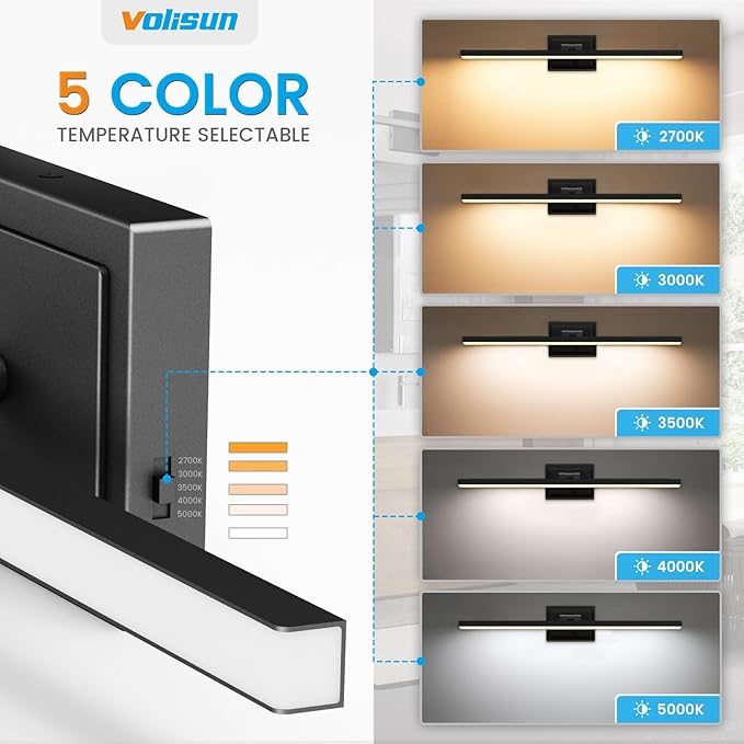 VOLISUN Modern Bathroom Vanity Light 15.7 inch, 12W Dimmable 5CCT Led Bathroom - Image 3