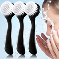 3 Pieces Facial Cleansing Brush Acrylic Handle Face Scrubbers Soft Bristle by Patelai