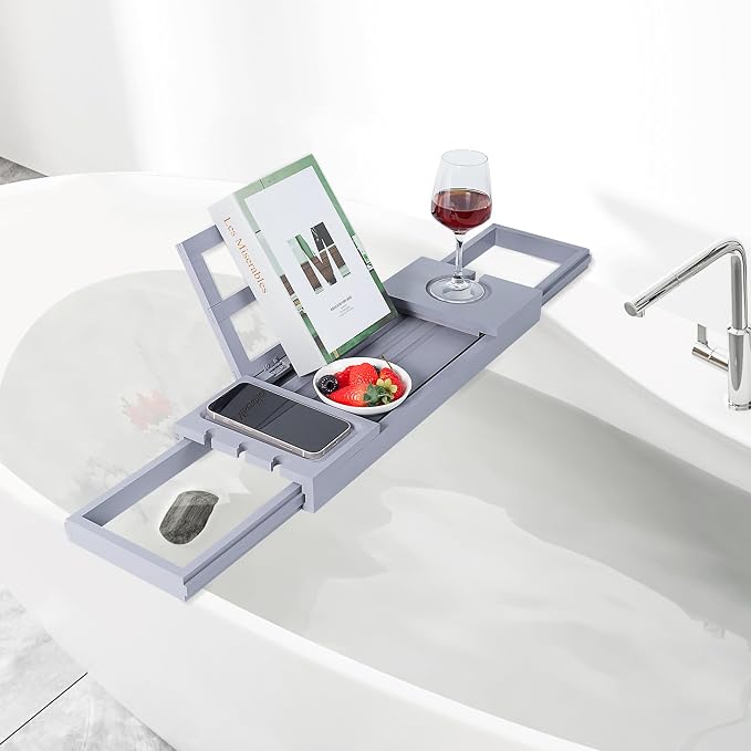Utoplike Bathtub Tray Caddy Bamboo, Bathroom Organizer - Image 3