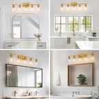 5 Light Gold Bathroom Light Fixtures Brushed Brass Vanity Light Over Mirror - Image 5