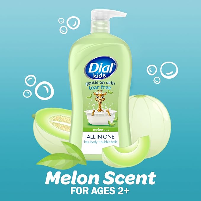 Dial Kids All-in-1 Body Wash + Hair + Bubble Bath, Melon Scent, 32 Fl Oz - Image 4