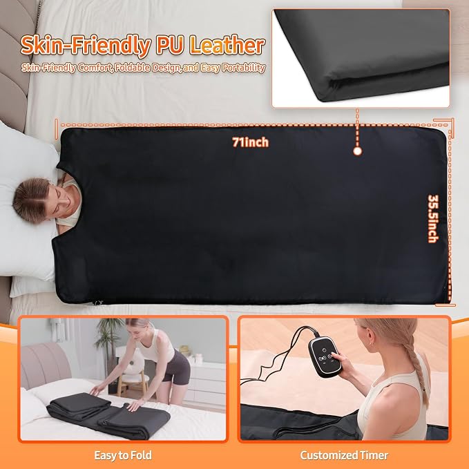 Infrared Sauna Blanket for Home: Skin-Friendly PVC Leather Large Portable - Image 5