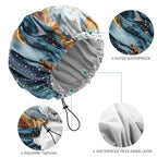 2 PCS Shower Cap Waterproof Double Layer Elastic Adjustable Reusable Hair Bath - Image 3