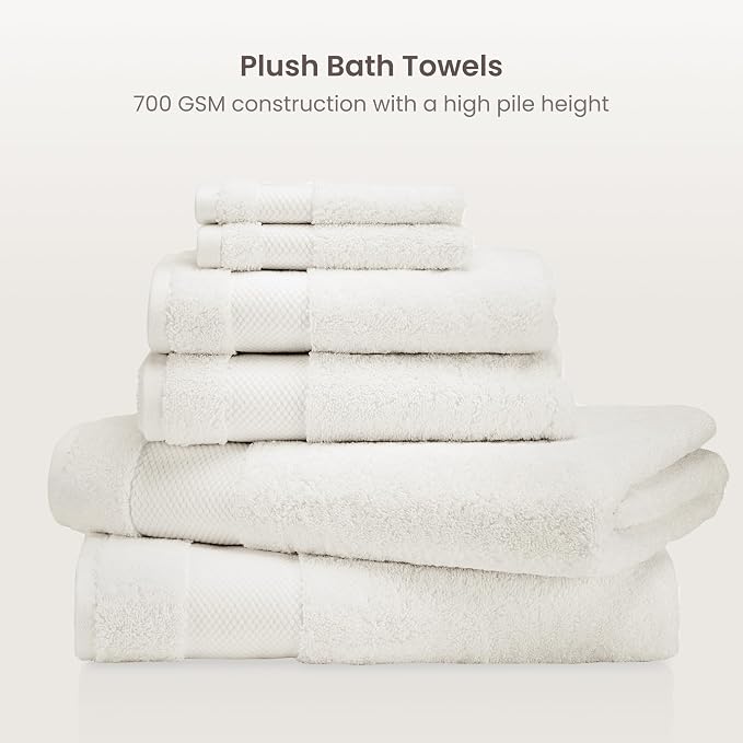 BIOWEAVES 100% Organic Cotton 700 GSM Plush 6-Piece Towel Set GOTS Certified - Image 2