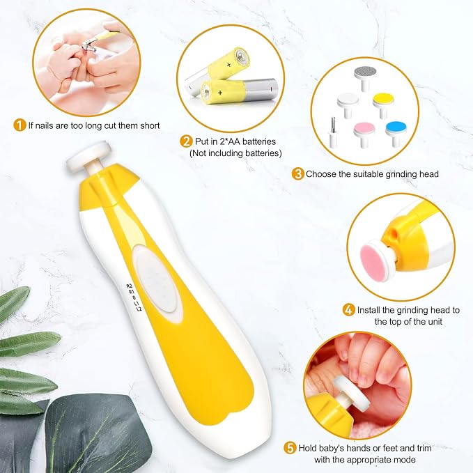Qunlions life Baby Nail Trimmer Electric, 6 in 1 Baby Nail File Clippers Infant - Image 6