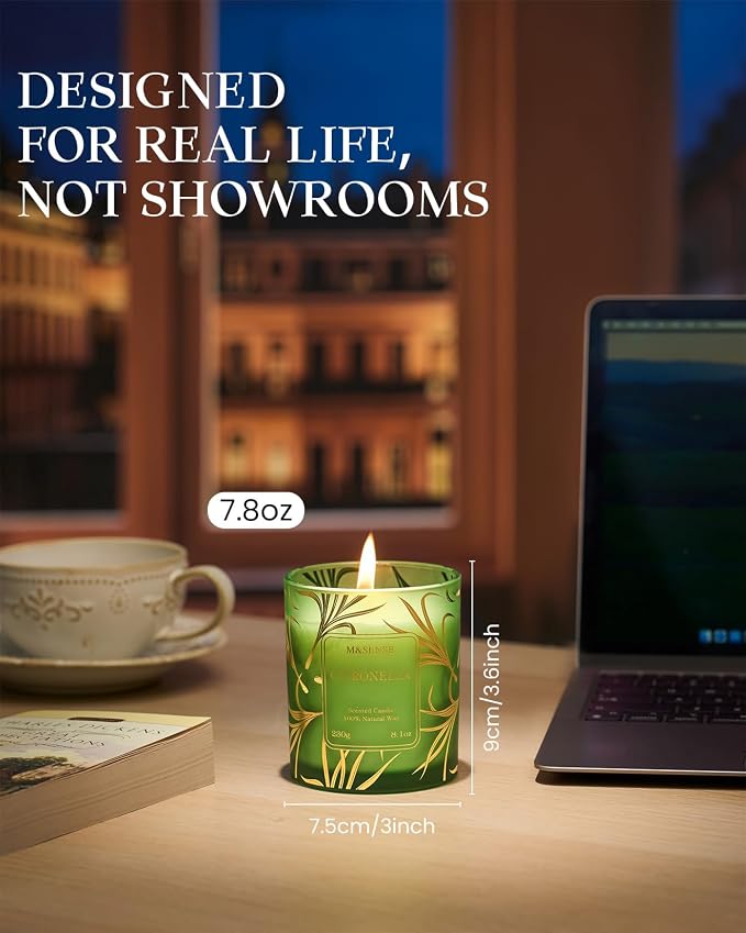 M&SENSE Citronella Candles Outdoor, 42 Hours Burn Natural Citronella Oil Soy - Image 4