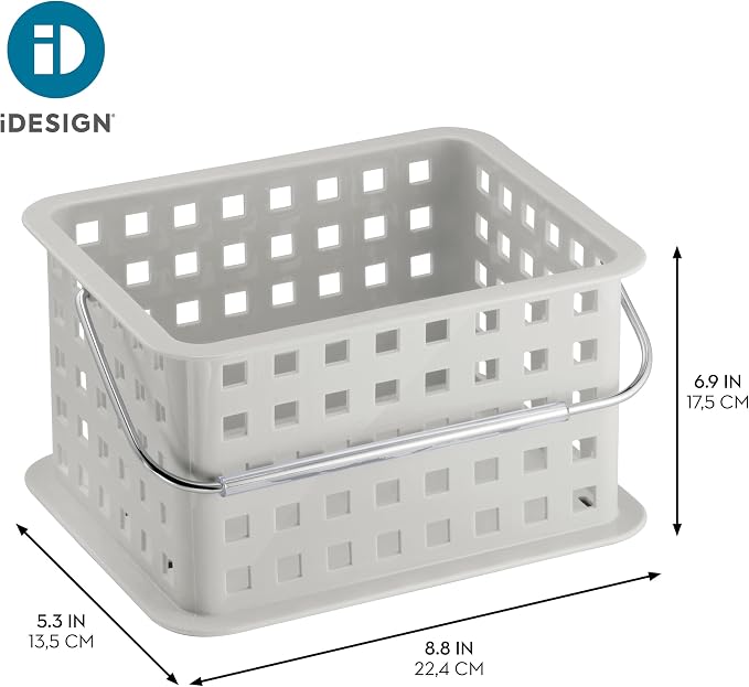 iDesign Plastic Handle-Portable Shower Caddy-Set of 3-Light Gray Basket - Image 4
