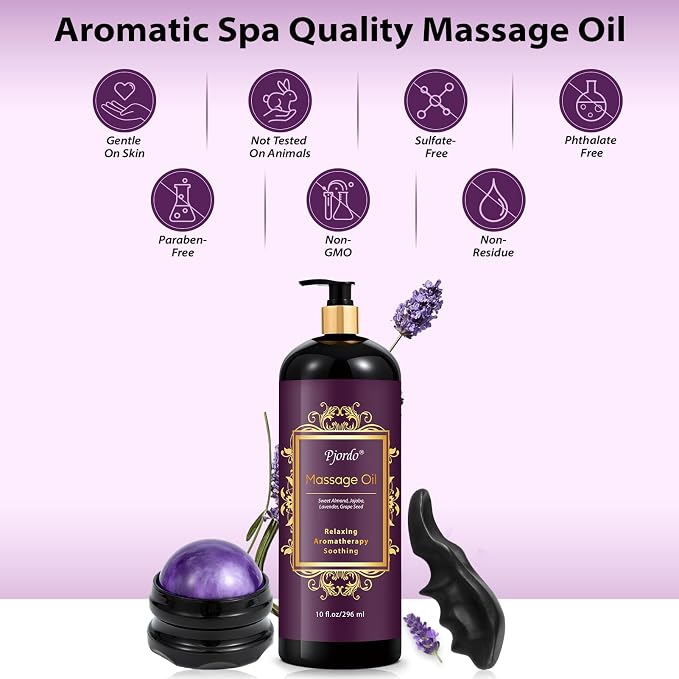 Pjordo Aromatherapy Lavender Massage Oil, Massage Oil - Image 8