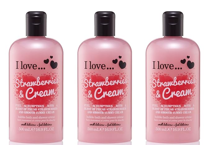 I Love Strawberries and Cream Bath and Shower Cream - Image 2