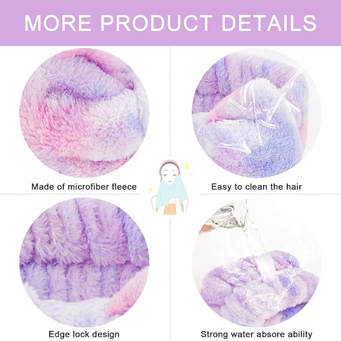 CIEHER 12 PCS Makeup Headband for Women Wrist Washband Scrunchies Cuffs for - Image 3
