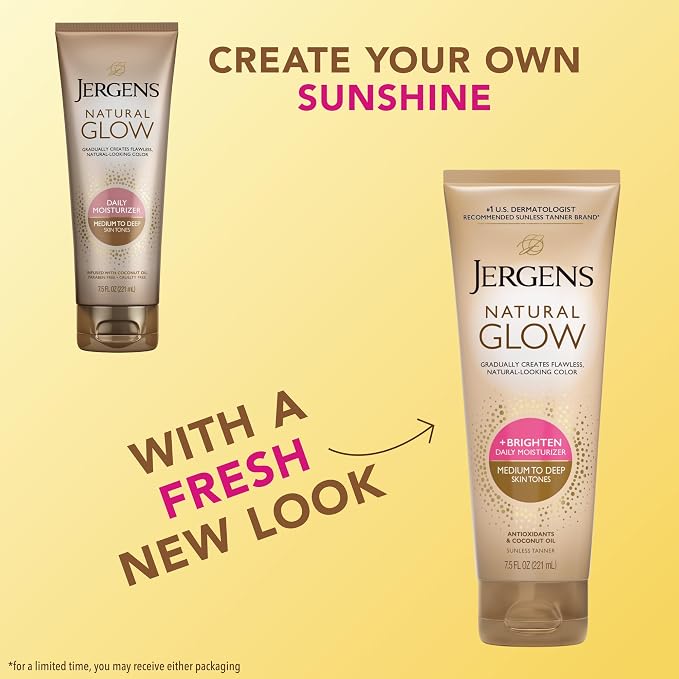 Jergens Natural Glow Self Tanner Body Lotion, Daily Sunless Tanning, Medium to - Image 2