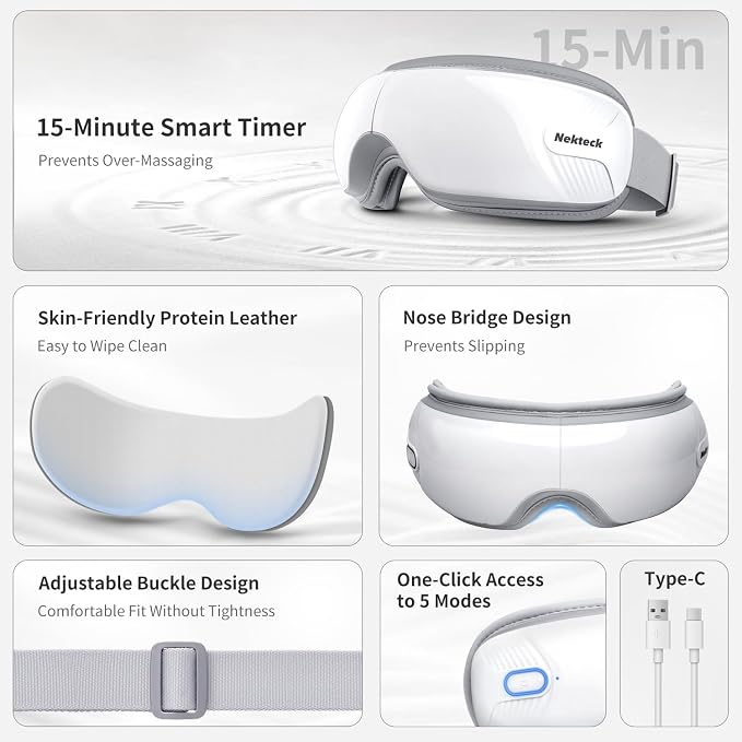 Nekteck Eye Massager with Heat, Birthday Gifts Eye Mask Massage - Image 6