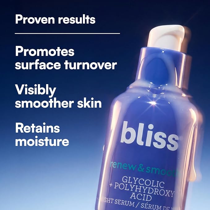 Bliss Renew & Smooth Night Serum – Glycolic Acid + Polyhydroxy Acid Exfoliating - Image 2