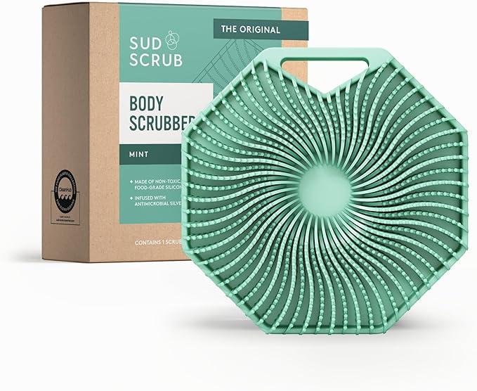 Sud Scrub® Antimicrobial Silicone Body Scrubber, Exfoliating Body Brush by SudScrub