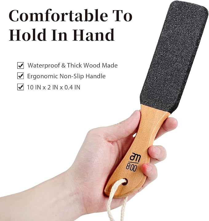 Pumice Stone Foot File, Wooden Handle Foot Scrubber & Callus Remover - Image 3