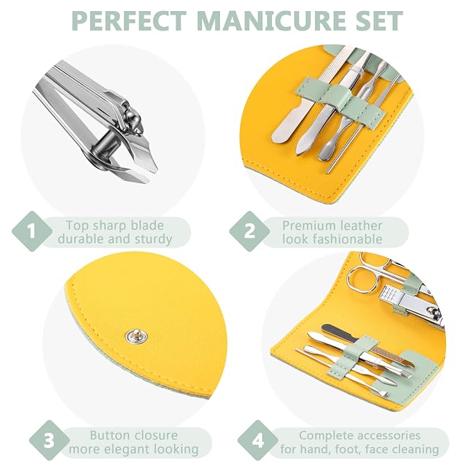 12 Set Manicure Set Bulk Mini Manicure Nail Clipper Kit 7 in 1 Stainless Steel - Image 3