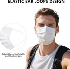 akgk 100PCS White Disposable Face Masks, 3-Ply Breathable White Face Mask - Image 4