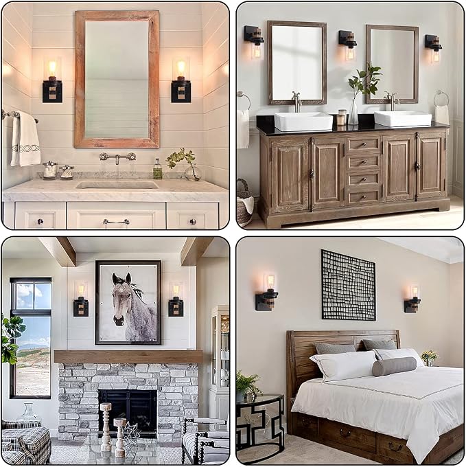 1-Light Rustic Wall Sconces Farmhouse Bathroom Light Fixtures Over Mirror - Image 2