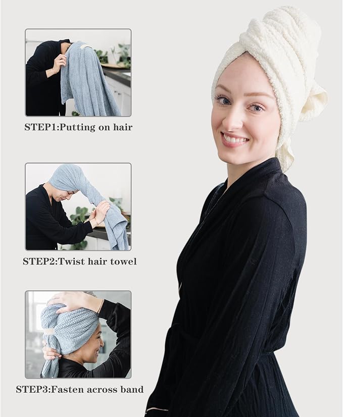 ROLSHOL 2 Packs Large Microfiber Hair Towels - Image 3