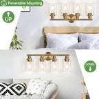 Zarbitta 4-Light Bathroom Light Fixtures, Brushed Brass Modern Vanity Lights - Image 8