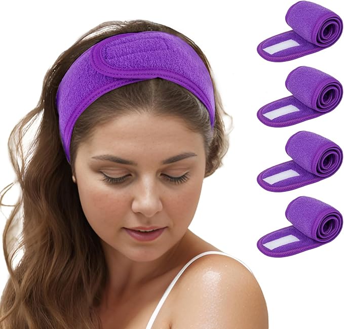 TopTie 4PCS Spa Facial Headband Skincare Makeup Head Wrap Adjustable Terry by TOPTIE