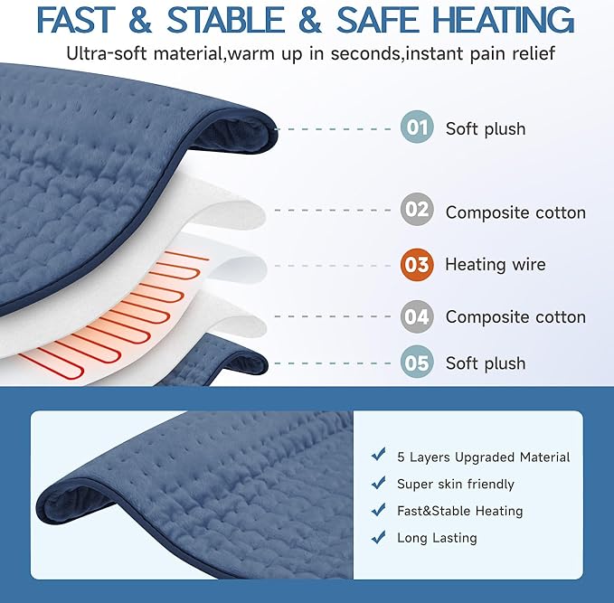 Large Heating Pad for Back Pain Relief, Electric Heating Pad for Neck and - Image 2