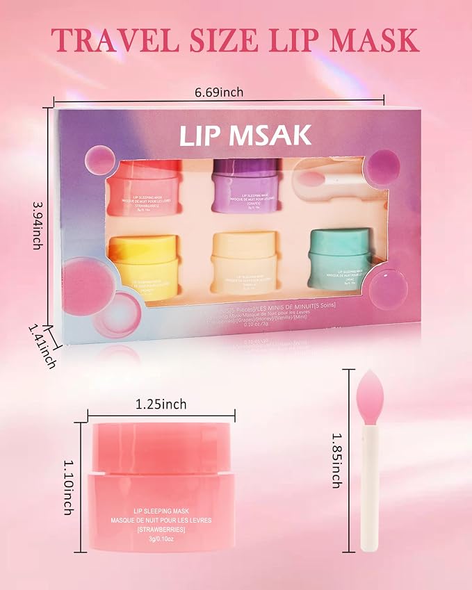 Lip Sleeping Mask Set-5 Pcs Moisturize & Nourish Lip Balm, Repair - Image 7
