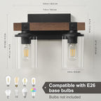 GoYeel Farmhouse Vanity Lights for Bathroom, Wooden Rustic Vanity Lighting - Image 3