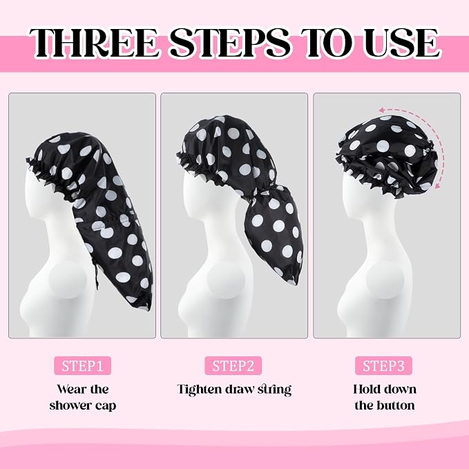 2 Pcs Large Shower Cap for Braids, Extra Long Shower Cap for Women Long Hair & - Image 4