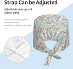 Scrub Cap for Women and Men Boho Black Leaf Pattern Adjustable Breathable - Image 4