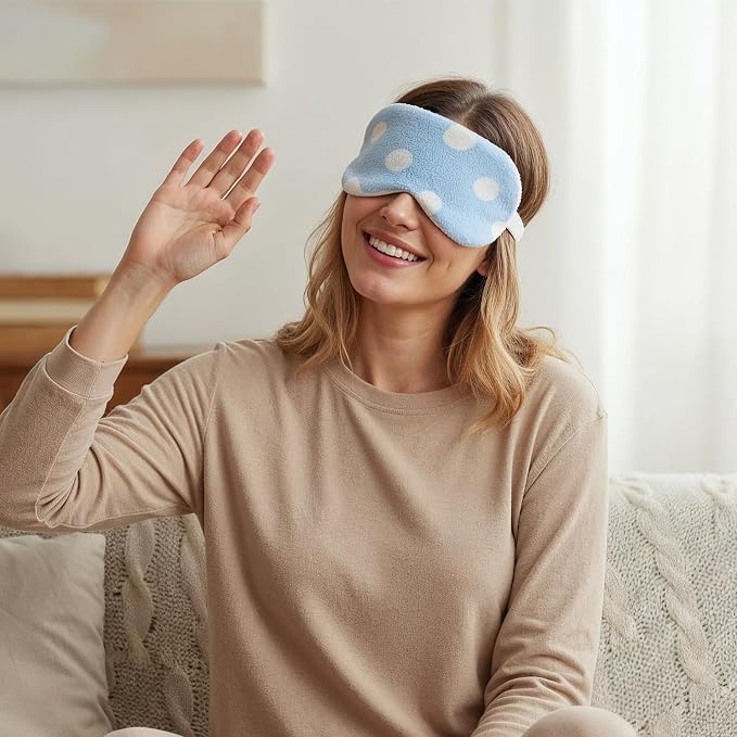 2PCS Plush Sleeping Eye Mask, Soft Plush Eye Mask, Fuffy Eye Cover Comfortable - Image 4
