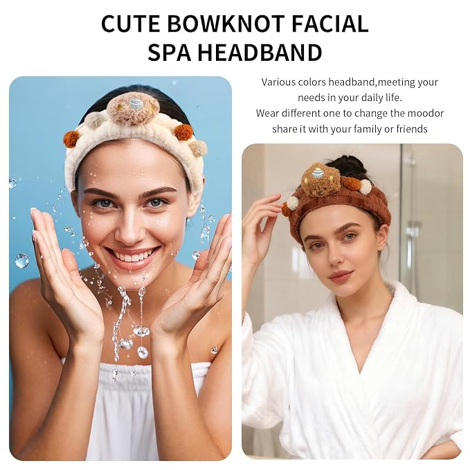 PERFECTSIGHT Spa Headband for Washing Face, 2 Pack Cute Hair Band for Shower - Image 4