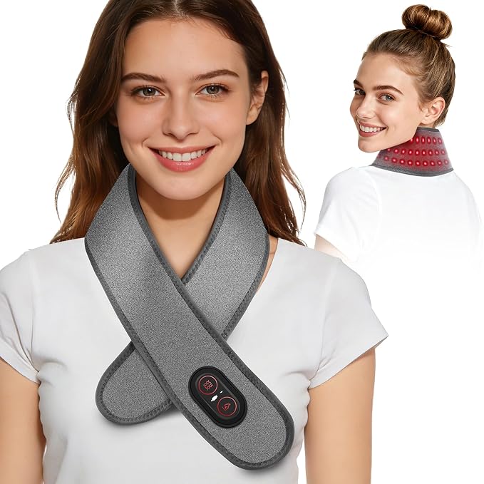 Cordless Neck Heating Pad for Pain, Neck Massager by BAISEMAIN