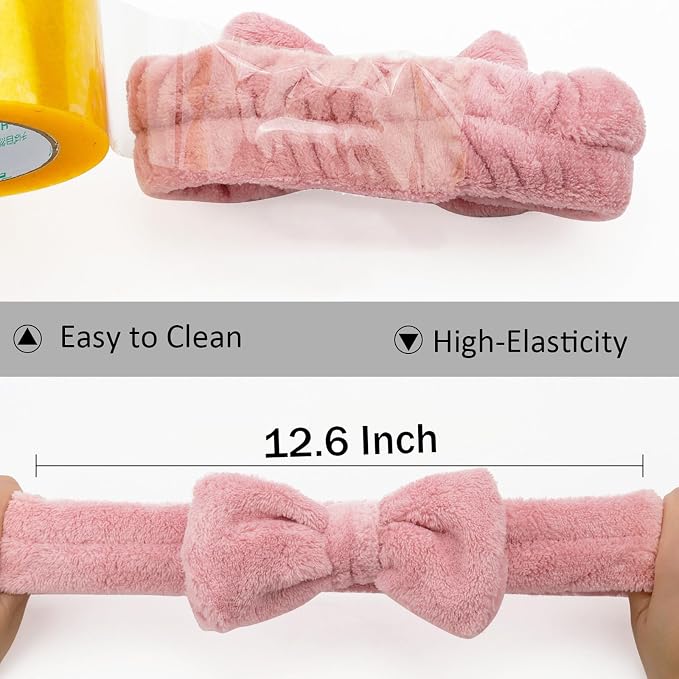 Ondder Spa Headband for Washing Face 8 Pack Dark Pink Skincare Headbands for - Image 5