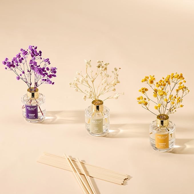 Airkeep Reed Diffuser Set of 3, Clean Linen Cashmere Vanilla Lavender Garden - Image 5