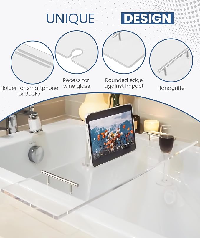 Acrylic Bathtub Tray Bathtub Tray Caddy Bath Tray Table - Image 3