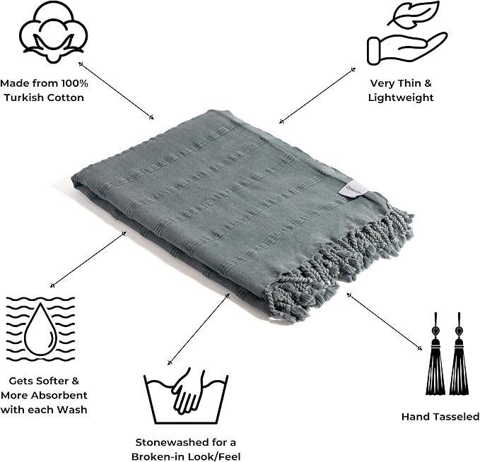 InfuseZen Stonewashed Turkish Bath & Beach Towel –100% Organic Turkish Cotton - Image 5