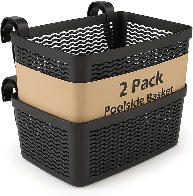 2 Packs XL Poolside Storage Basket – All in One Swimming Pool Organizer – Made by Papapacks