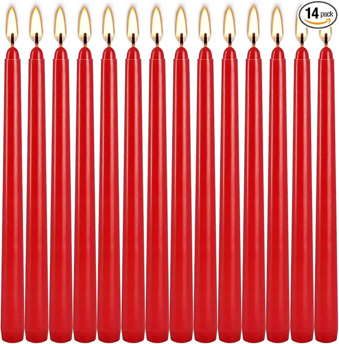 WPONSZU 14 Pack Tall Red Taper Candles 10 Inch Unscented Dripless Candlesticks by WPONSZU