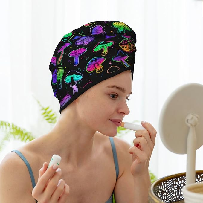 Mushrooms Hair Towel Wrap Microfiber Fast Drying Hair Turban - Image 8