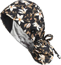 Satin Lined Scrub Caps with Buttons & Sweathand, Surgical Caps by Yuest