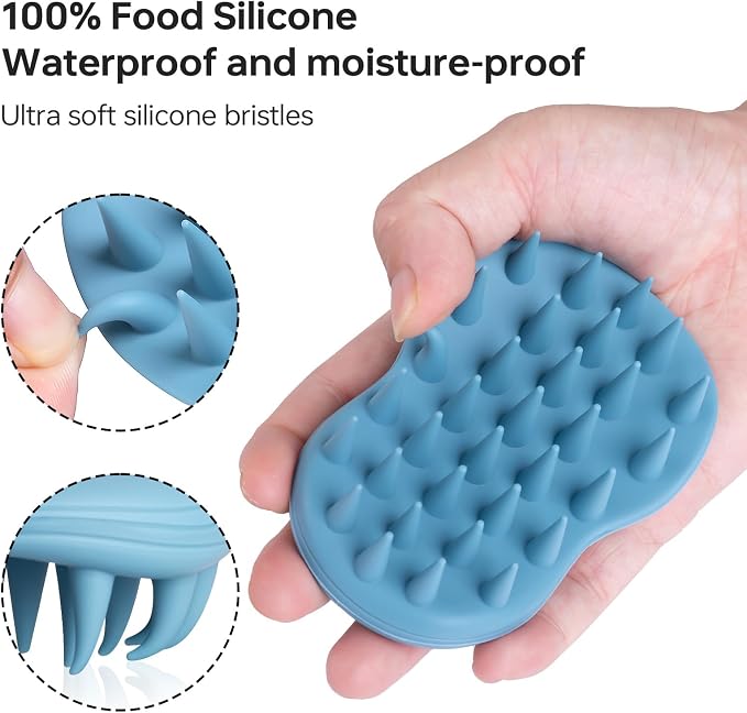 2pcs Shampoo Brush Hair Scalp Massager, 100% Silicone Scalp Scrubber, Scalp - Image 3