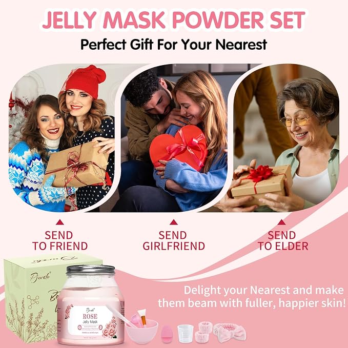 Pjordo Jelly Masks for Facials Professional, Bulgarian Rose Hydrating & - Image 8