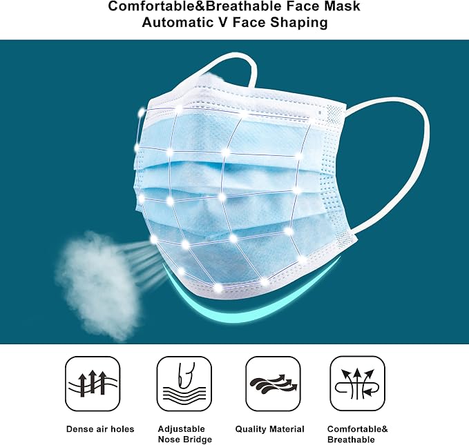 akgk Disposable Face Masks 100Pcs, 3 Ply Disposable Mask - Image 4
